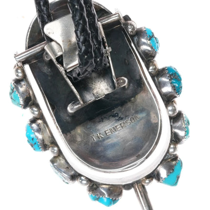 c1970 Large TK Emerson Navajo sterling silver articulated spur form bolo tie - Estate Fresh Austin