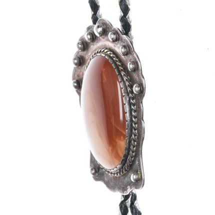 1970's T Sterling silver jasper bolo tie with cool cord - Estate Fresh Austin