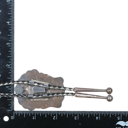 1970's T Sterling silver jasper bolo tie with cool cord - Estate Fresh Austin