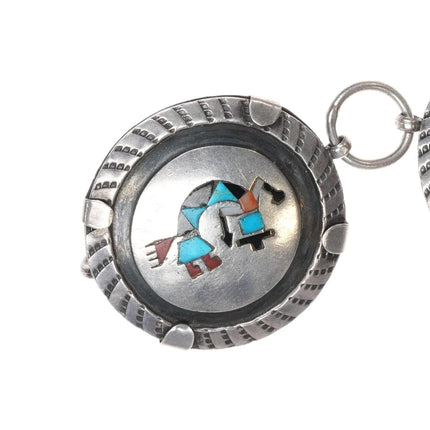 30" c1940 Zuni Sterling silver inlaid rainbow man link concho belt - Estate Fresh Austin