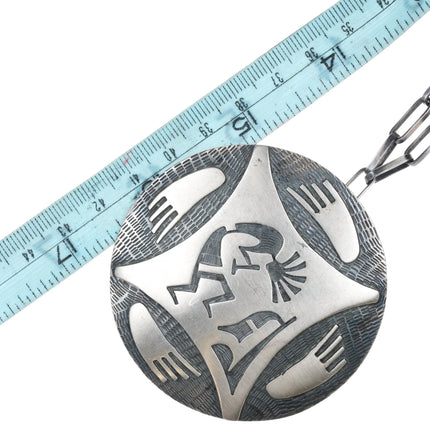 Daniel Phillips Hopi Overlay Large pendant 28" handmade necklace sterling silver - Estate Fresh Austin