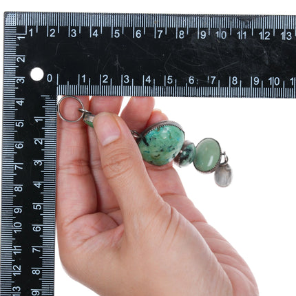 Darryl Becenti Navajo sterling silver green turquoise dangly pendant - Estate Fresh Austin