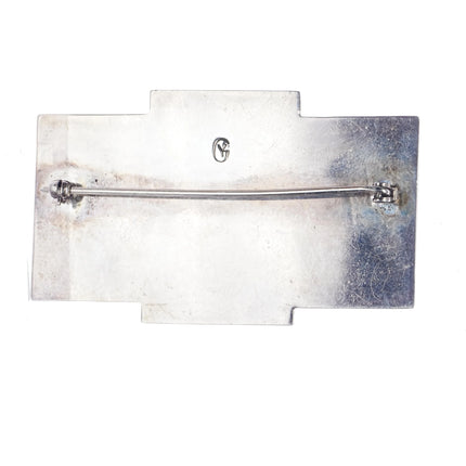 Gail Bird and Yazzie Johnson 14k/silver agate modernist Navajo/Kewa//Laguna pin - Estate Fresh Austin