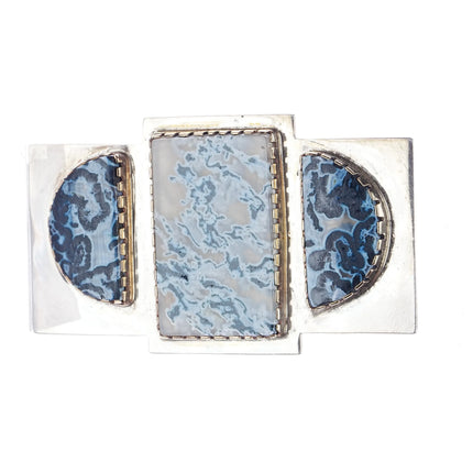 Gail Bird and Yazzie Johnson 14k/silver agate modernist Navajo/Kewa//Laguna pin - Estate Fresh Austin