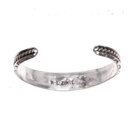 6" Vintage H-L Zunie sterling silver channel inlay Zuni cuff bracelet - Estate Fresh Austin