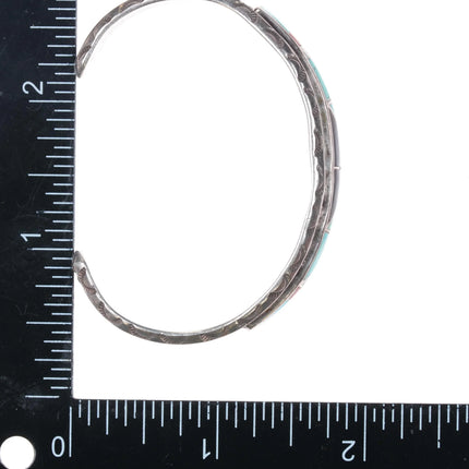 6" Vintage H-L Zunie sterling silver channel inlay Zuni cuff bracelet - Estate Fresh Austin