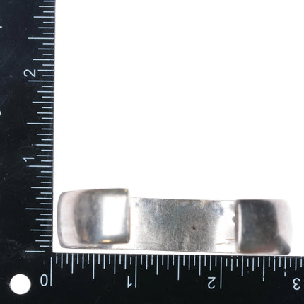 6.75" 60's-70's Navajo sterling silver inlay cuff bracelet - Estate Fresh Austin
