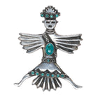 c1940's Horace Iule Zuni Knifewing Pin w/snake eye turquoise sterling silver - Estate Fresh Austin