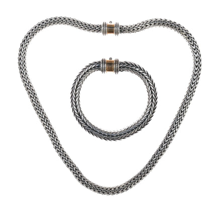 Suarti Bali 18k/Sterling Heavy wheat chain necklace/bracelet - Estate Fresh Austin