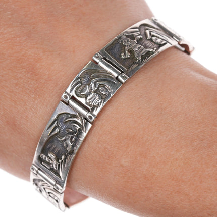 6.5" TJ Southwestern sterling silver link bracelet - Estate Fresh Austin