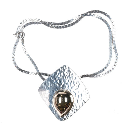 Blackinton 14k gold/Sterling silver hand hammered pendant necklace - Estate Fresh Austin