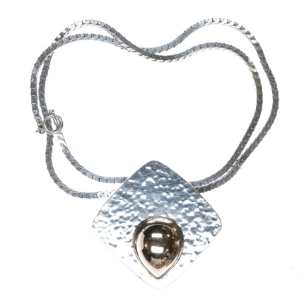 Blackinton 14k gold/Sterling silver hand hammered pendant necklace - Estate Fresh Austin