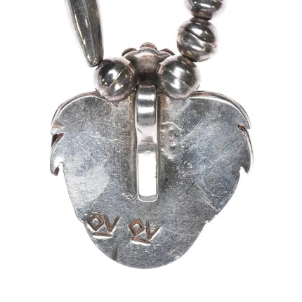 1970's OV Navajo sterling silver turquoise and coral beaded necklace/pendant. - Estate Fresh Austin