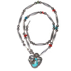 1970's OV Navajo sterling silver turquoise and coral beaded necklace/pendant. - Estate Fresh Austin
