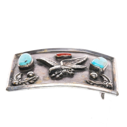 Vintage Navajo Patriotic Eagle with Lightning bolts sterling silver belt buckle - Estate Fresh Austin