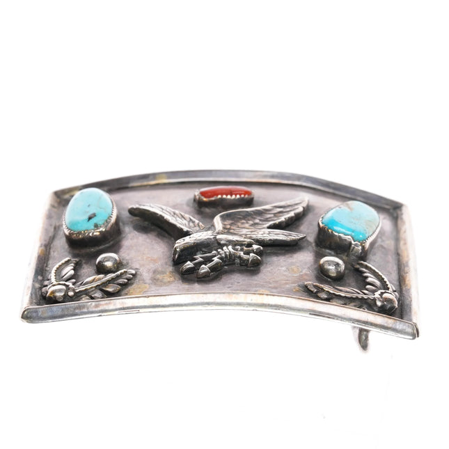Vintage Navajo Patriotic Eagle with Lightning bolts sterling silver belt buckle - Estate Fresh Austin