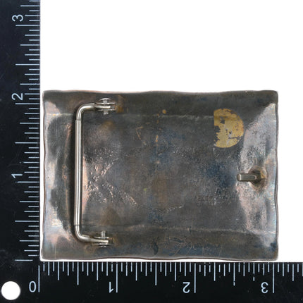 Vintage Navajo sterling silver gold filled turquoise belt buckle - Estate Fresh Austin