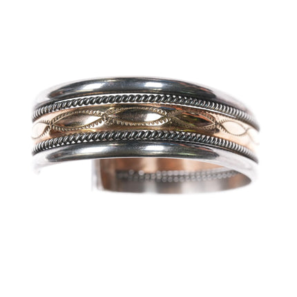 6.375" Tahe Sterling gold filled stamped twisted wire Navajo cuff bracelet - Estate Fresh Austin