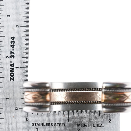 6.375" Tahe Sterling gold filled stamped twisted wire Navajo cuff bracelet - Estate Fresh Austin
