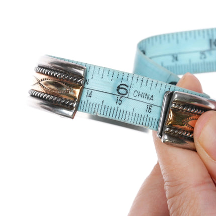 6.375" Tahe Sterling gold filled stamped twisted wire Navajo cuff bracelet - Estate Fresh Austin