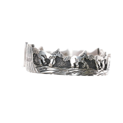 6.5" Elaine Becenti Navajo sterling wild ponies cuff bracelet - Estate Fresh Austin