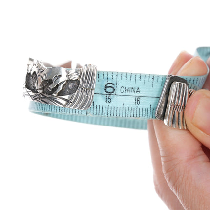 6.5" Elaine Becenti Navajo sterling wild ponies cuff bracelet - Estate Fresh Austin