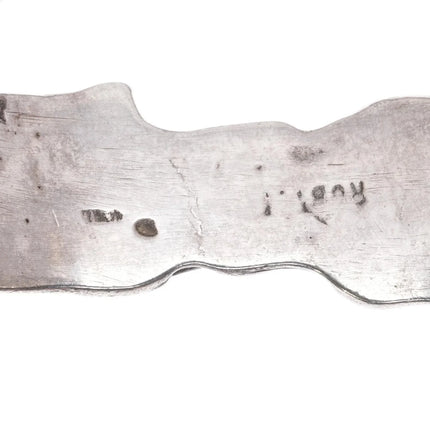 6.75" Navajo silver feather form cuff bracelet - Estate Fresh Austin