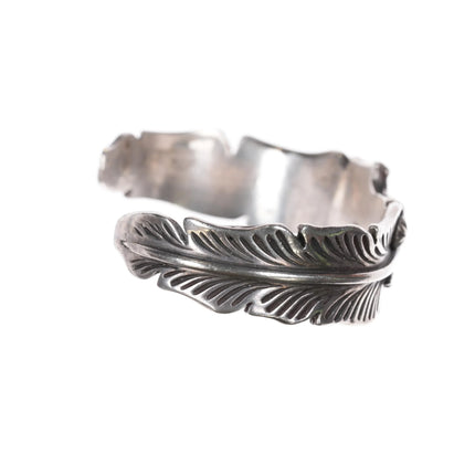 6.75" Navajo silver feather form cuff bracelet - Estate Fresh Austin