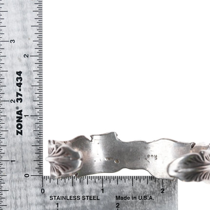 6.75" Navajo silver feather form cuff bracelet - Estate Fresh Austin