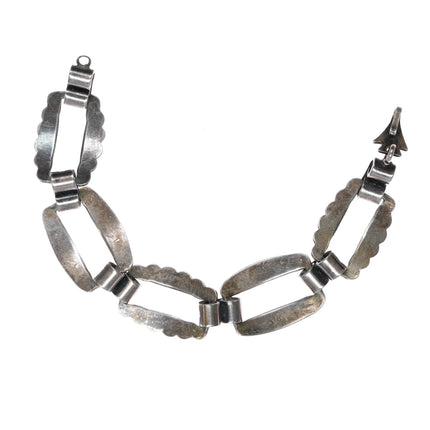 6.25" 1940's Navajo Fred Harvey sterling silver link bracelet w/turquoise - Estate Fresh Austin