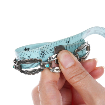 6.25" 1940's Navajo Fred Harvey sterling silver link bracelet w/turquoise - Estate Fresh Austin