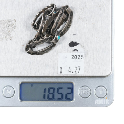 6.25" 1940's Navajo Fred Harvey sterling silver link bracelet w/turquoise - Estate Fresh Austin