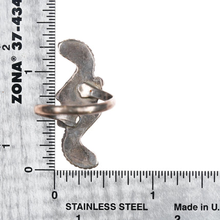 sz6 Dishta Zuni coral flush inlay sterling silver ring - Estate Fresh Austin