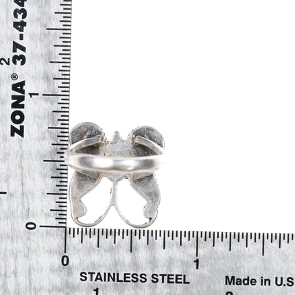 sz6.75 1970's Navajo sterling silver chip inlay butterfly ring - Estate Fresh Austin