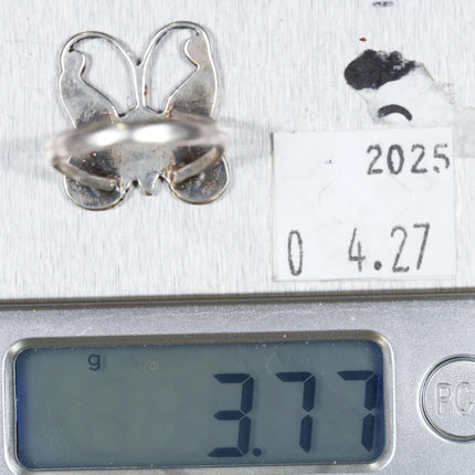 sz6.75 1970's Navajo sterling silver chip inlay butterfly ring - Estate Fresh Austin