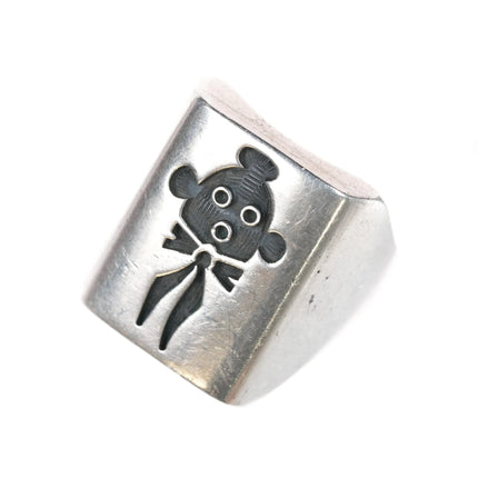 sz10.5 Steven Pooyouma Kuyvaya Hopi overlay ring sterling silver - Estate Fresh Austin