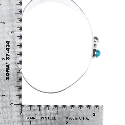 6.75" AY Navajo overlay Silver turquoise and coral bear claw cuff bracelet - Estate Fresh Austin