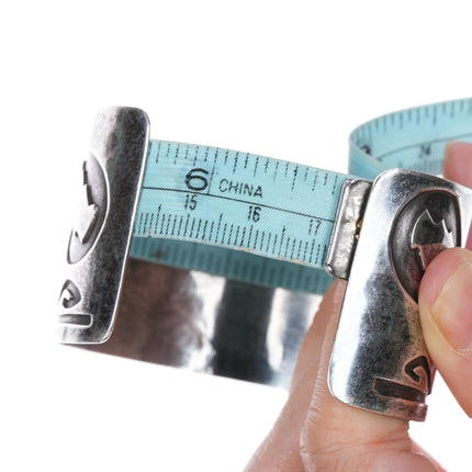6.75" AY Navajo overlay Silver turquoise and coral bear claw cuff bracelet - Estate Fresh Austin