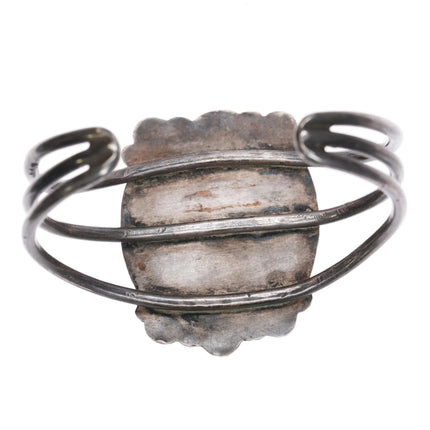 6.125" 1940's Navajo silver petrified wood agate triple shank cuff bracelet - Estate Fresh Austin