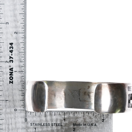 6.75" Navajo overlay geometric Sterling silver cuff bracelet - Estate Fresh Austin