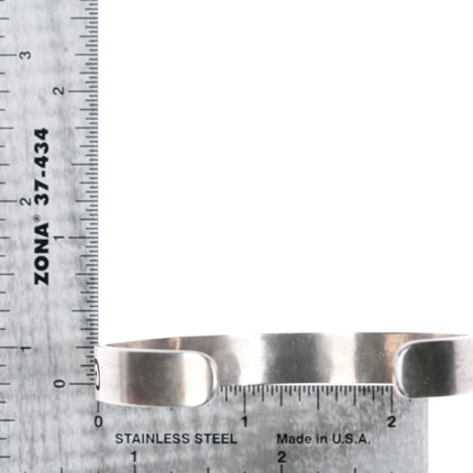 6.8" Hopi overlay geometric pattern cuff bracelet sterling silver - Estate Fresh Austin