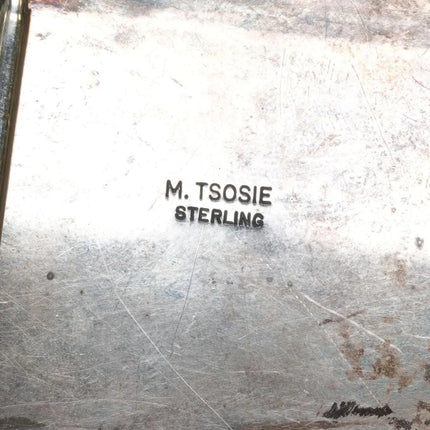 M Tsosie Navajo Sterling silver Kingman turquoise faux claw belt buckle - Estate Fresh Austin