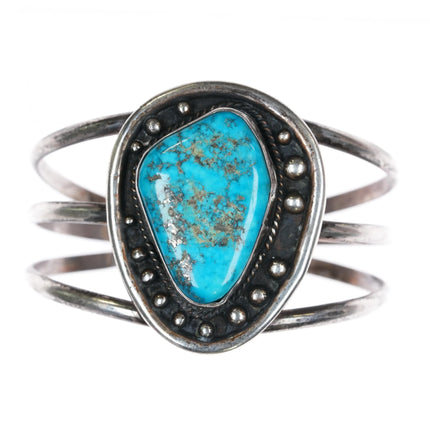 6.2" Freda Woodman Hansen BitNi dzeez baa Morenci turquoise cuff bracelet silver - Estate Fresh Austin