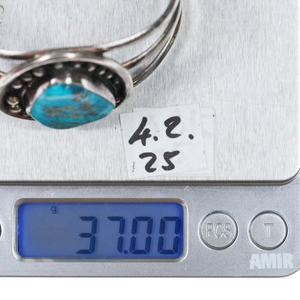 6.2" Freda Woodman Hansen BitNi dzeez baa Morenci turquoise cuff bracelet silver - Estate Fresh Austin