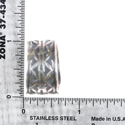 sz11.5 Gary Reeves Navajo intricately stamped sterling silver wide band ring - Estate Fresh Austin
