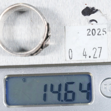 sz11.5 Gary Reeves Navajo intricately stamped sterling silver wide band ring - Estate Fresh Austin