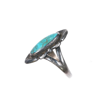 sz7.5 40's-50's Southwestern sterling silver high grade webbed turquoise ring - Estate Fresh Austin