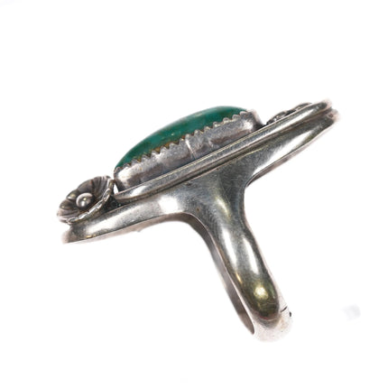 sz9.5 1960's Navajo long abstract sterling silver turquoise ring - Estate Fresh Austin