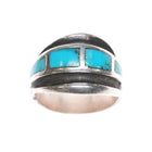 sz10.5 vintage Navajo sterling silver turquoise channel inlay modernist ring - Estate Fresh Austin