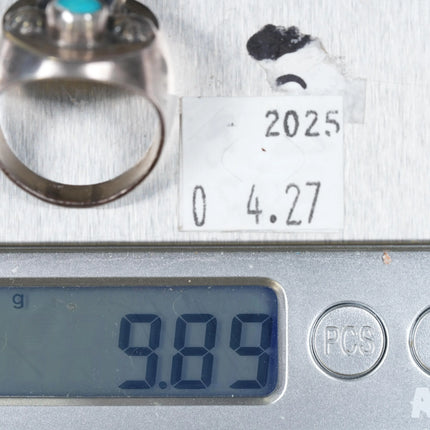 sz10 70's-80's Mexican sterling silver turquoise and coral southwestern ring - Estate Fresh Austin